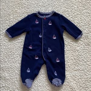 Little Me Newborn sailboat footie onesie